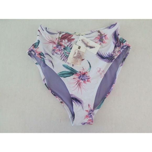 Jessica Simpson Size Medium White Multi Floral Button 2-Piece Swimsuit $109 - Picture 5 of 10